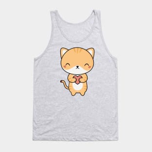 Cute and Kawaii Cat With Heart Tank Top